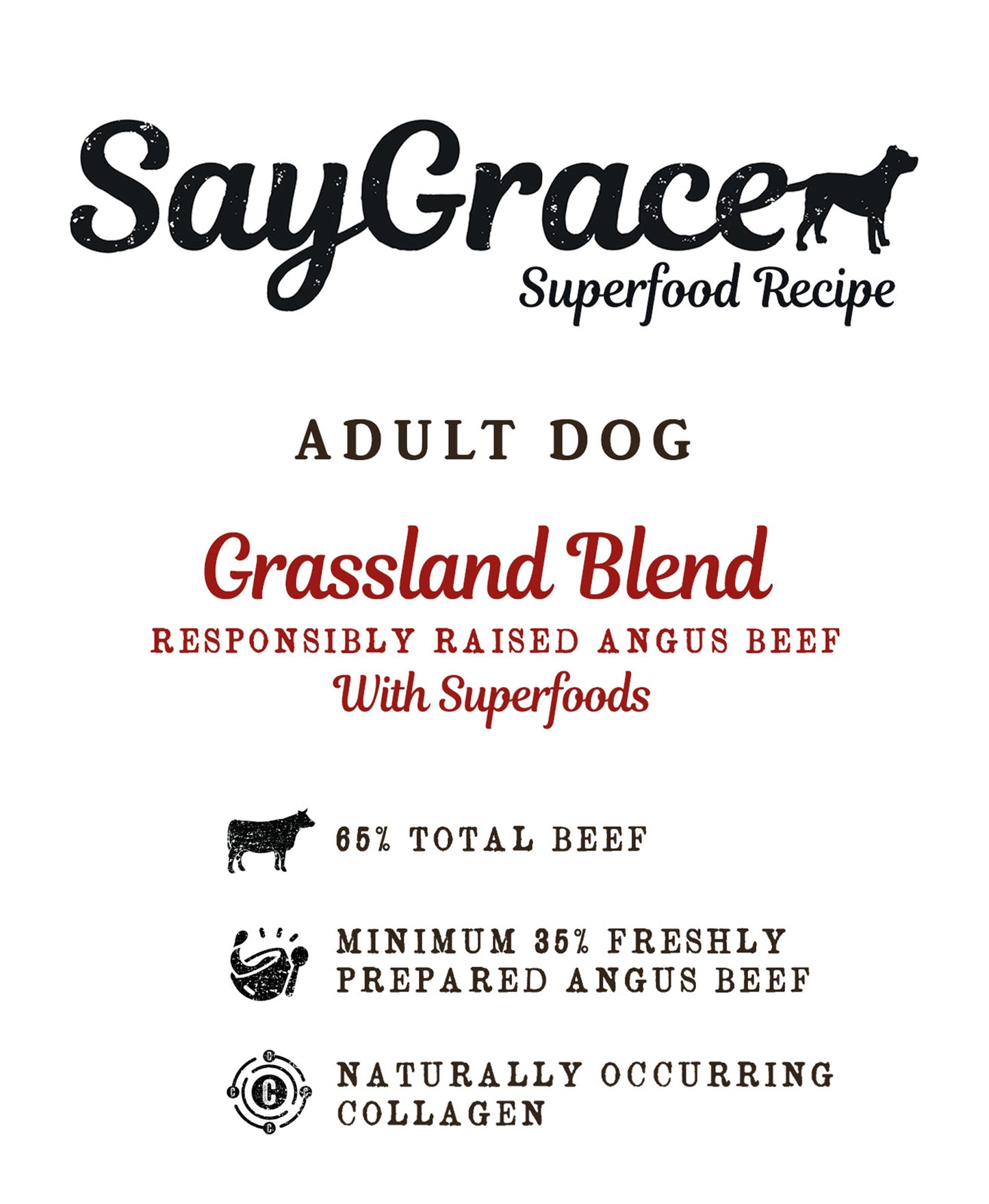 SayGrace Superfood Adult Grassland Blend Responsibly Raised Angus Beef Dry Dog Food