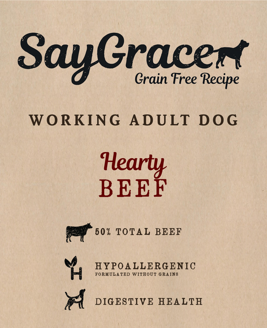 SayGrace Grain-Free Working Adult Hearty Beef Dry Dog Food