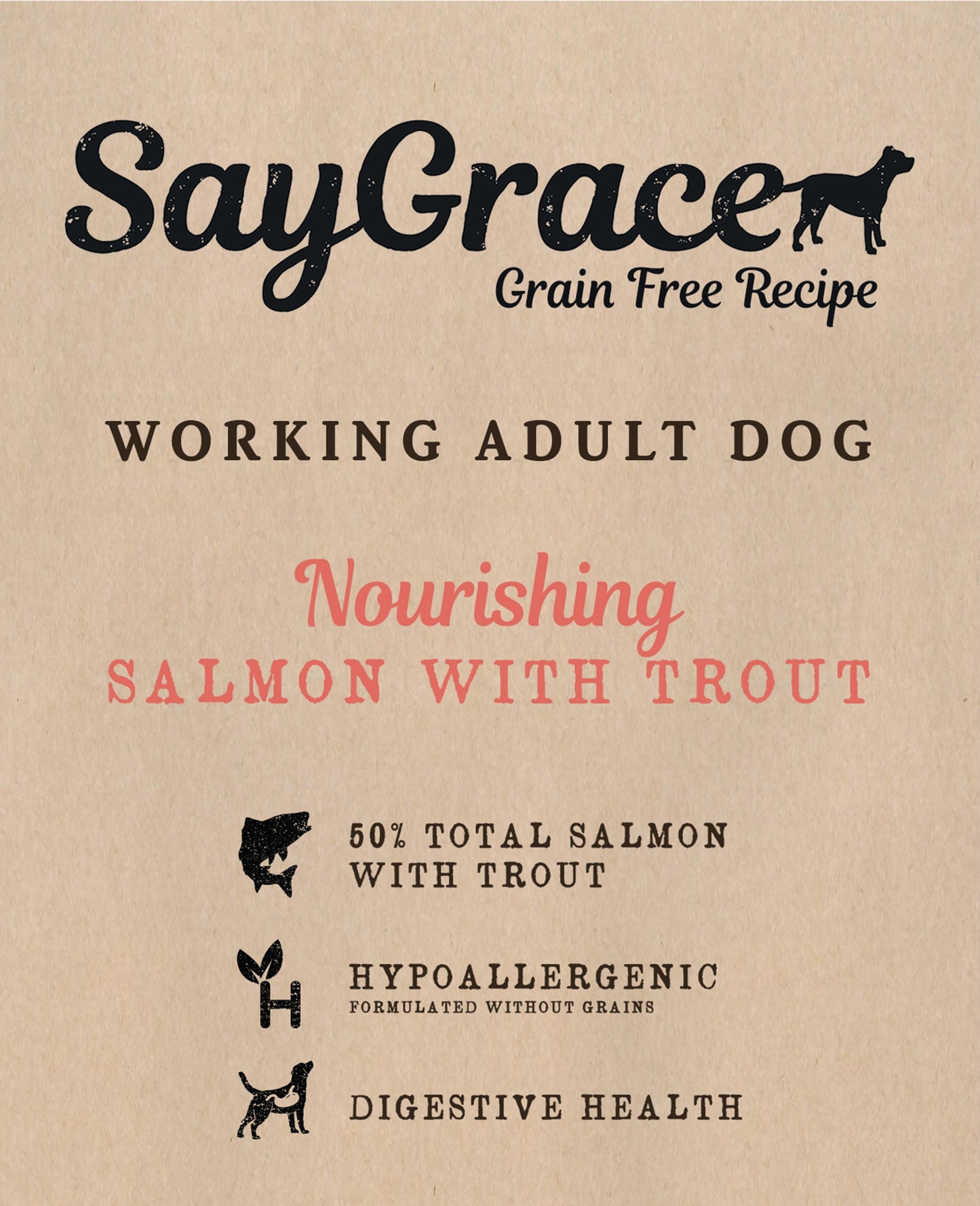 SayGrace Grain-Free Working Adult Nourishing Salmon with Trout Dry Dog Food