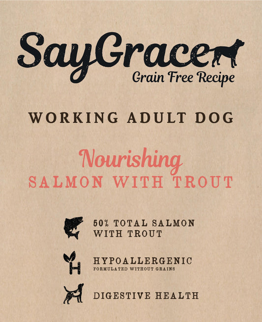 SayGrace Grain-Free Working Adult Nourishing Salmon with Trout Dry Dog Food
