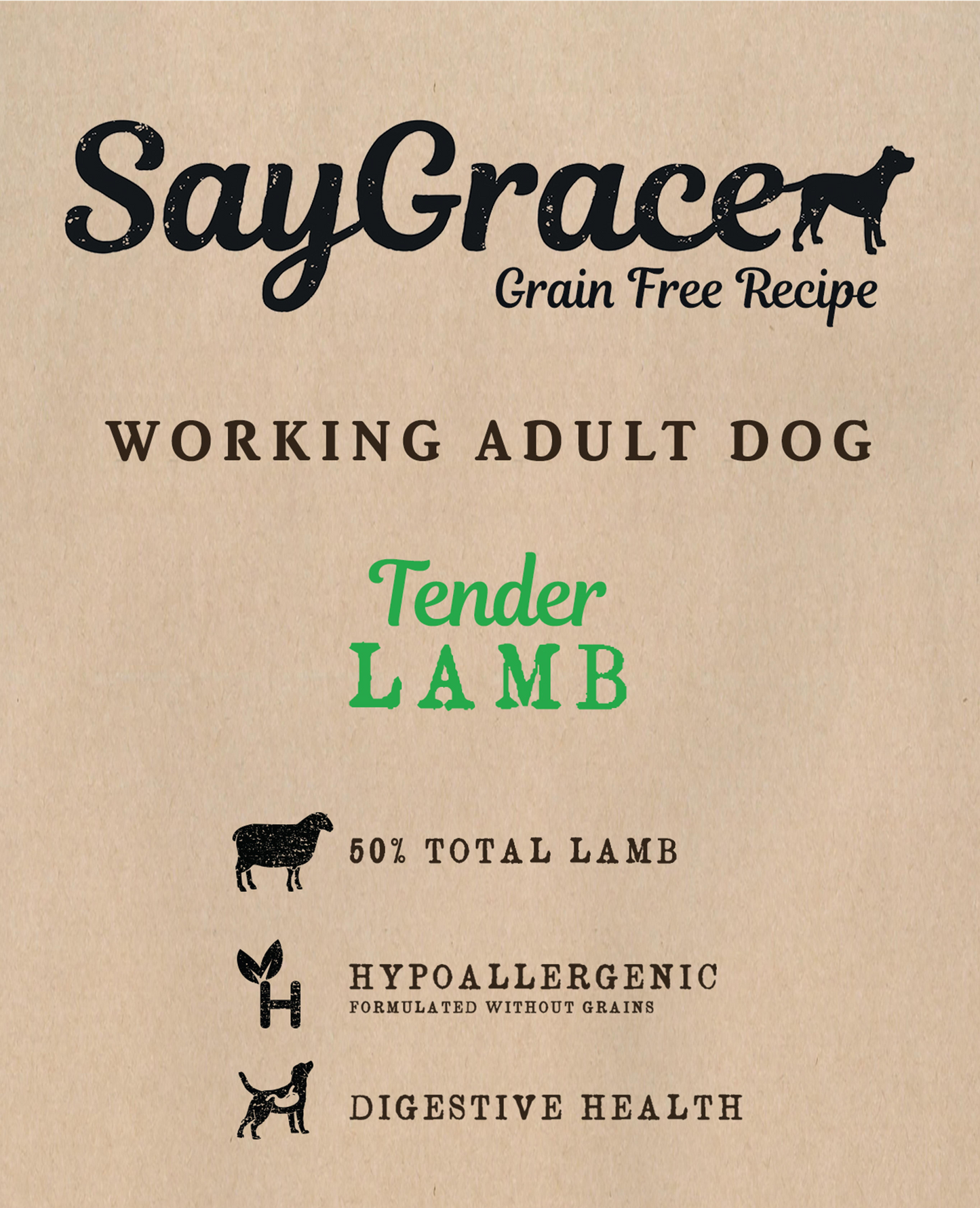 SayGrace Grain-Free Working Adult Tender Lamb Dry Dog Food