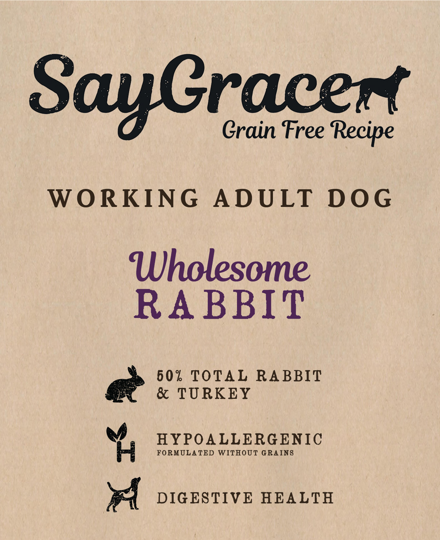 SayGrace Grain-Free Working Adult Wholesome Rabbit Dry Dog Food