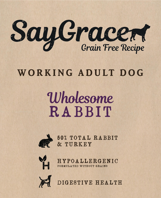 SayGrace Grain-Free Working Adult Wholesome Rabbit Dry Dog Food