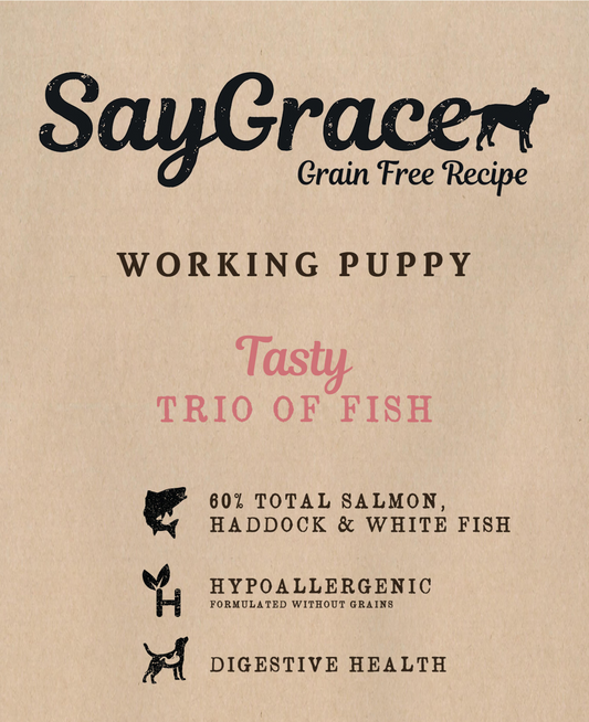 SayGrace Grain-Free Working Puppy Tasty Trio of Fish Dry Dog Food