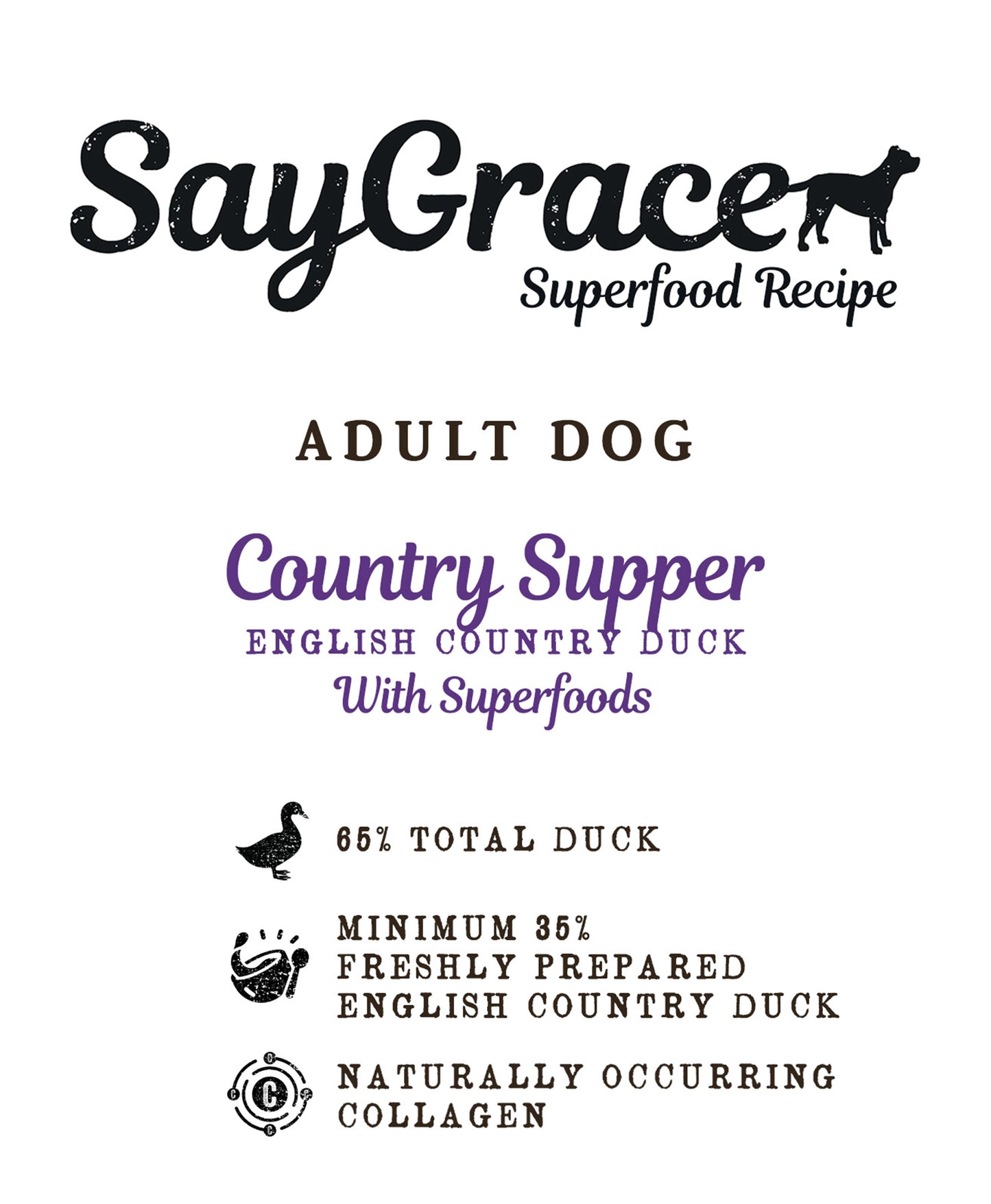 SayGrace Superfood Adult Country Supper English Country Duck Dry Dog Food