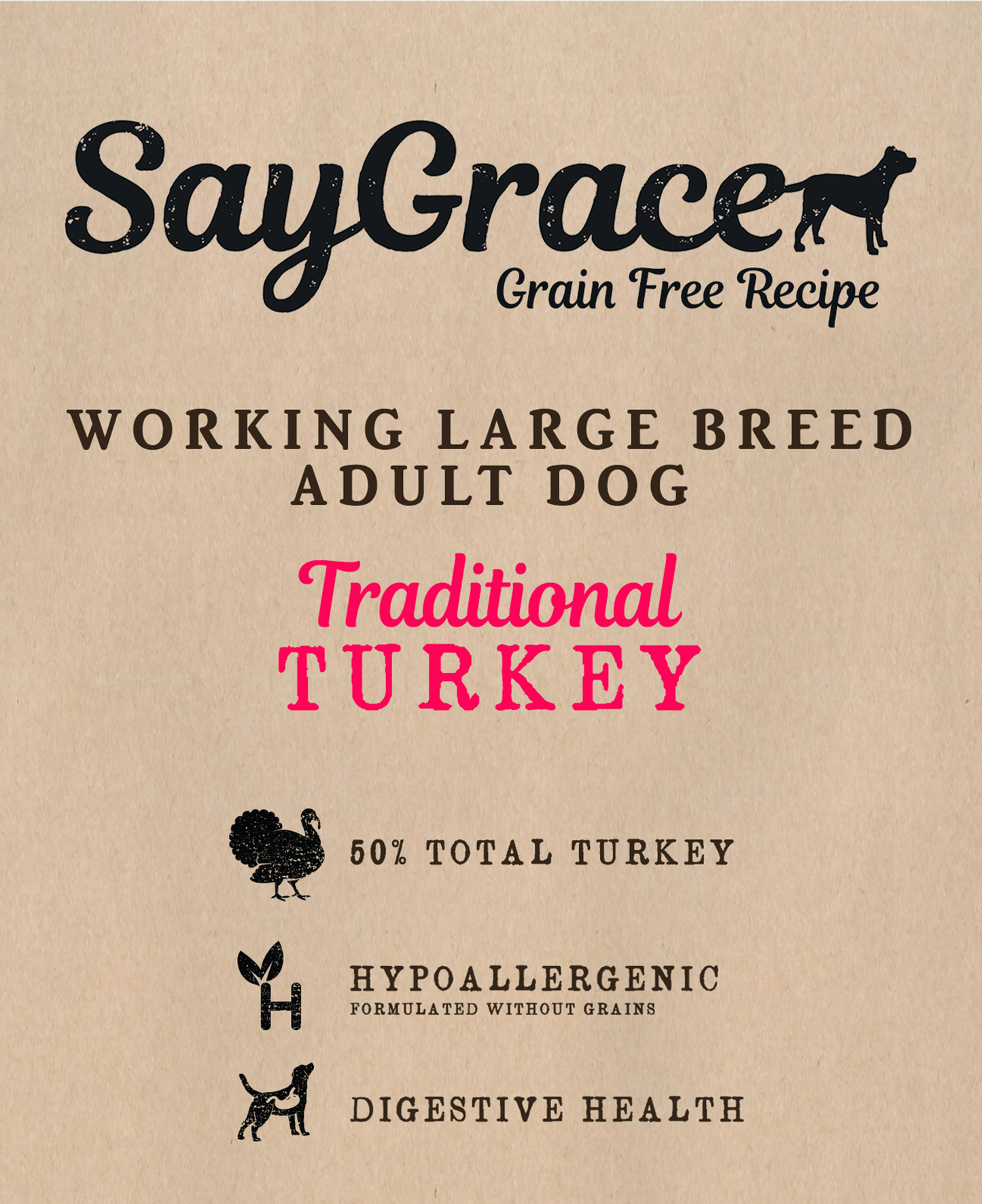 SayGrace Grain-Free Working Large Breed Adult Traditional Turkey Dry Dog Food