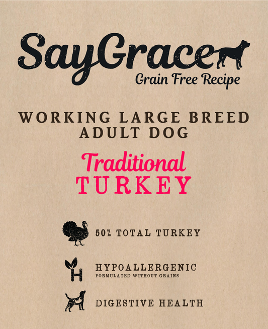 SayGrace Grain-Free Working Large Breed Adult Traditional Turkey Dry Dog Food