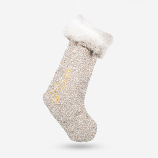 Christmas Stocking in Mink Boucl¨¦ by Lords & Labradors